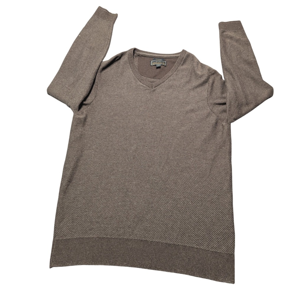 Jos. A. Bank Reserve Mens Large Brown Italian Wool Cashmere V-Neck Sweater